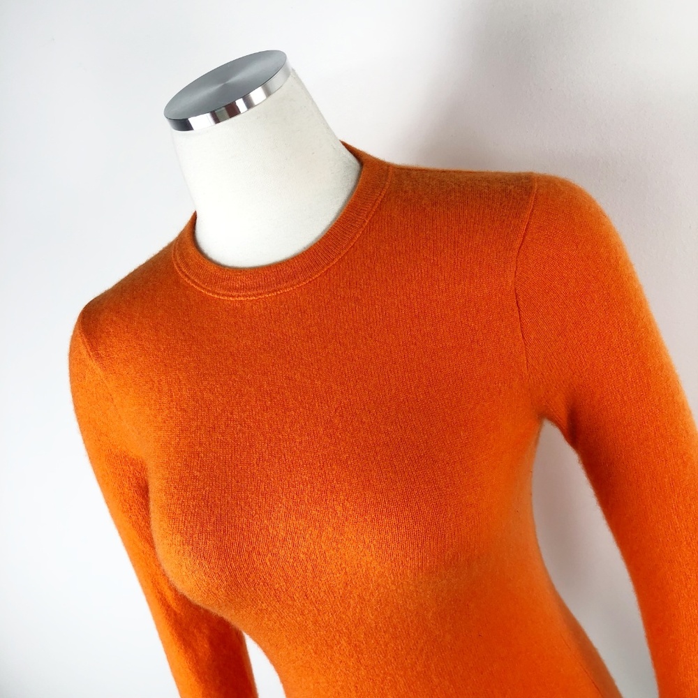 J.Crew Orange Cashmere Crewneck Fitted  Sweater XS - Picture 6 of 8